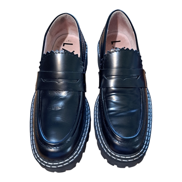 LAST Matter Loafers Black Leather Chunky Platform Dark Academia Shoe size 7 - Picture 1 of 11